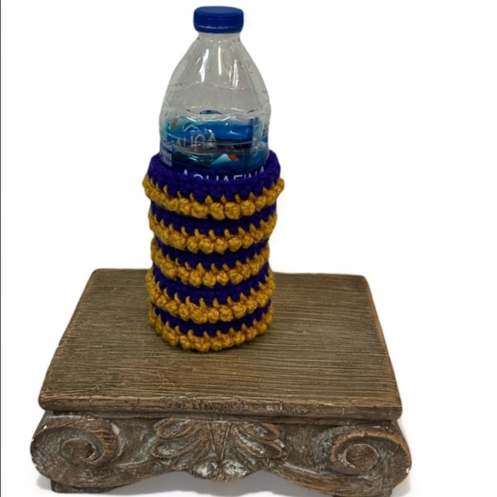 Crochet Coozie Purple And Gold | | Handmade NEW Handcrafted Koozie